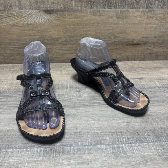 Clarks Artisan Sago Black Leather Strappy Sandals Women's Size 8.5 - Picture 6 of 7